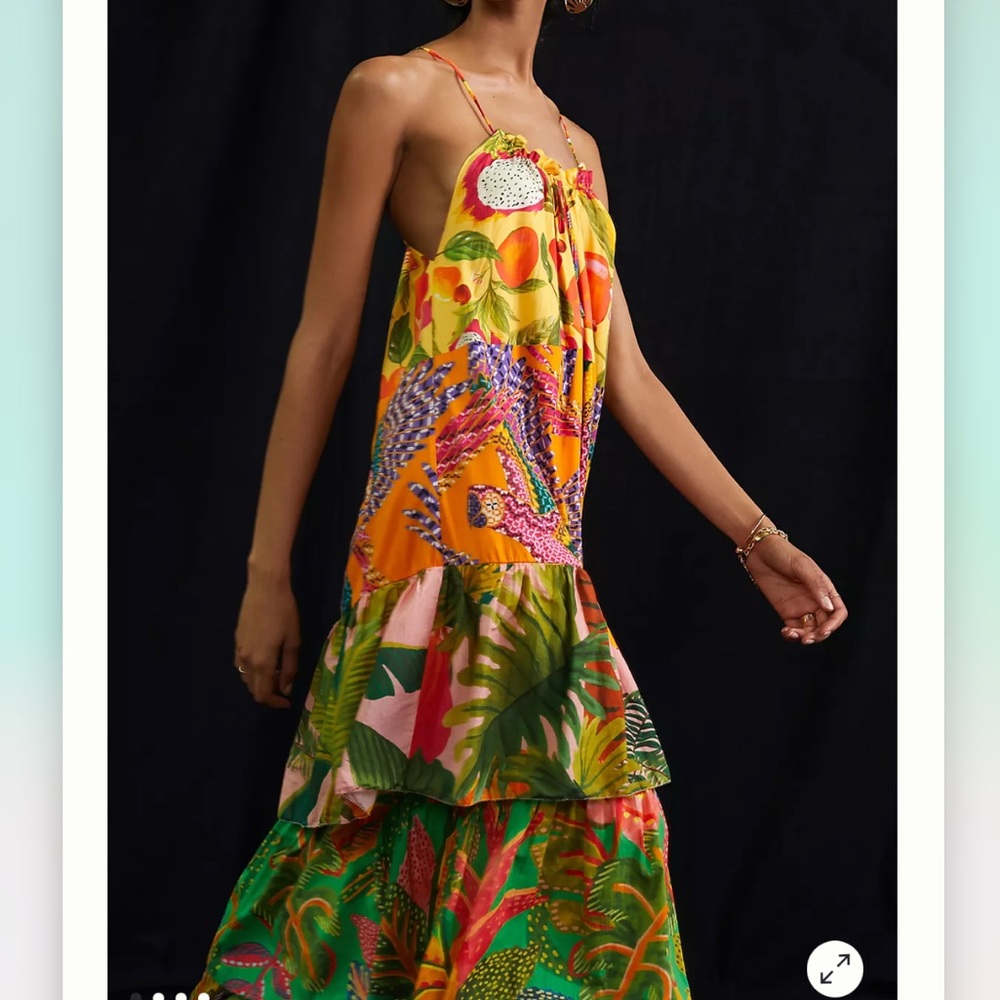 Anthropologie Farm Rio Tiered Halter Midi Dress